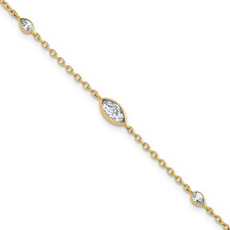 14k Yellow Gold 1/2ct F/VS Maquise and Pear Lab Grown Diamond Bracelet (6.5"-7.5")