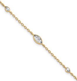 14k Yellow Gold 1/2ctw F/VS Maquise and Pear Lab Grown Diamond Bracelet (6.5"-7.5")