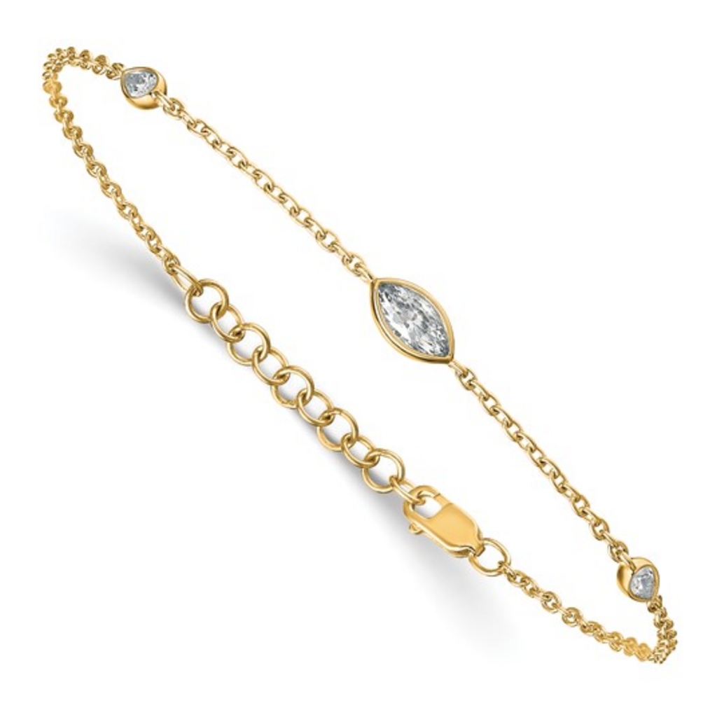14k Yellow Gold 1/2ct F/VS Maquise and Pear Lab Grown Diamond Bracelet (6.5"-7.5")