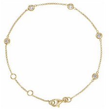 14k Yellow Gold 1/4ctw Diamond Bezel Station Bracelet (6-7")