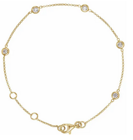 14k Yellow Gold 1/4ctw Diamond Bezel Station Bracelet (6-7")
