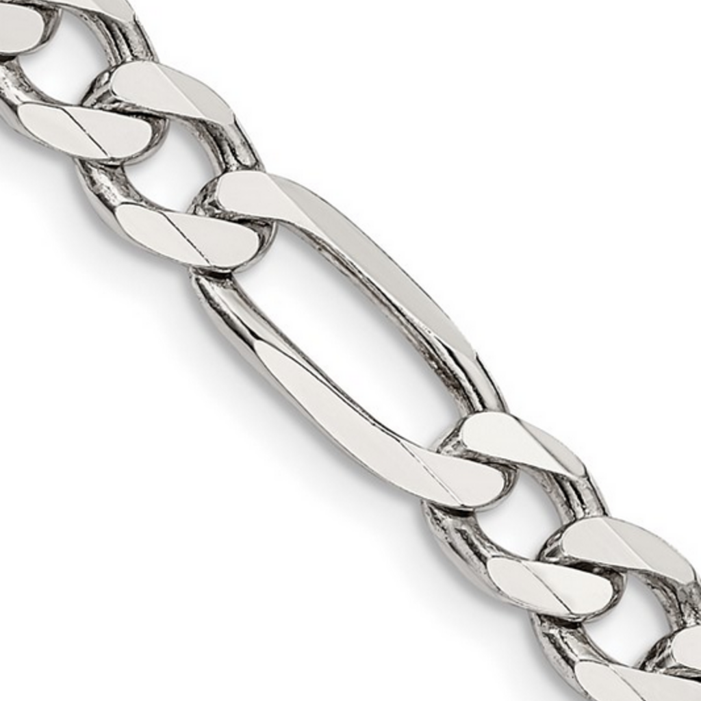 Sterling Silver 6.75mm Figaro Chain (26")