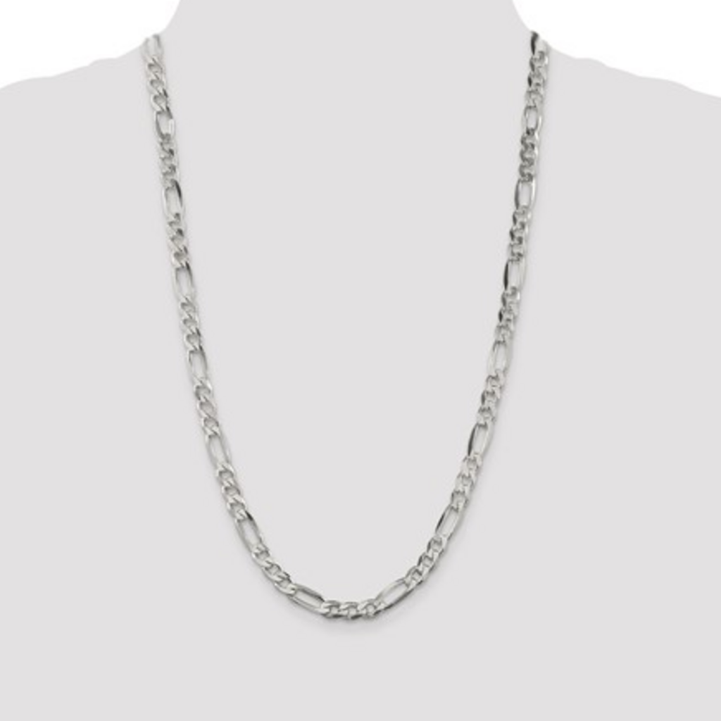 Sterling Silver 6.75mm Figaro Chain (26")