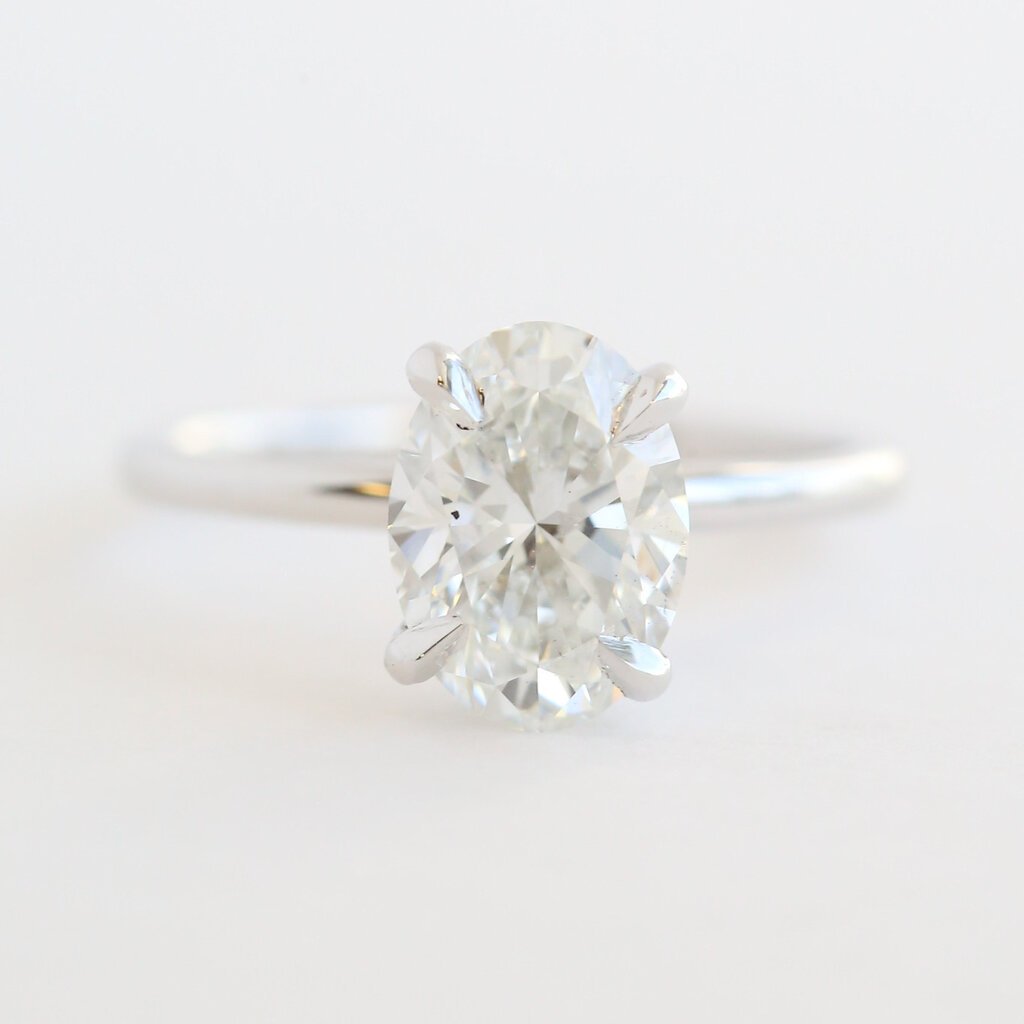 American Jewelry 14k White Gold 2.07ctw (2.00 E/VS2 IGI Ctr) Lab Grown Oval Diamond Hidden Halo Solitaire Engagement Ring