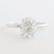 American Jewelry 14k White Gold 2.07ctw (2.00 E/VS2 IGI Ctr) Lab Grown Oval Diamond Hidden Halo Solitaire Engagement Ring