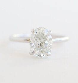 American Jewelry 14k White Gold 2.07ctw (2.00 E/VS2 IGI Ctr) Lab Grown Oval Diamond Hidden Halo Solitaire Engagement Ring