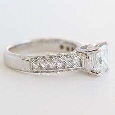 American Jewelry 14K White Gold 2.75ctw (1.20ct G/SI2 GIA Ctr) Princess Diamond Triple Edge Engagement Ring
