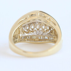 American Jewelry ESTATE 14k Yellow Gold .75ctw Diamond Marquise & Baguette Band Ring