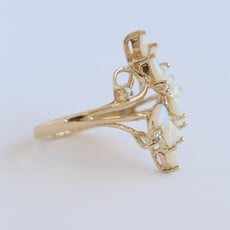 American Jewelry ESTATE 14k Yellow Gold 1ctw Opal and Diamond Accent Waterfall Ring