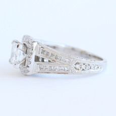 American Jewelry ESTATE 14k White Gold Approx. 2ctw (1.00 I/I2 Ctr) Princess Diamond Split Shank Halo Engagement Ring