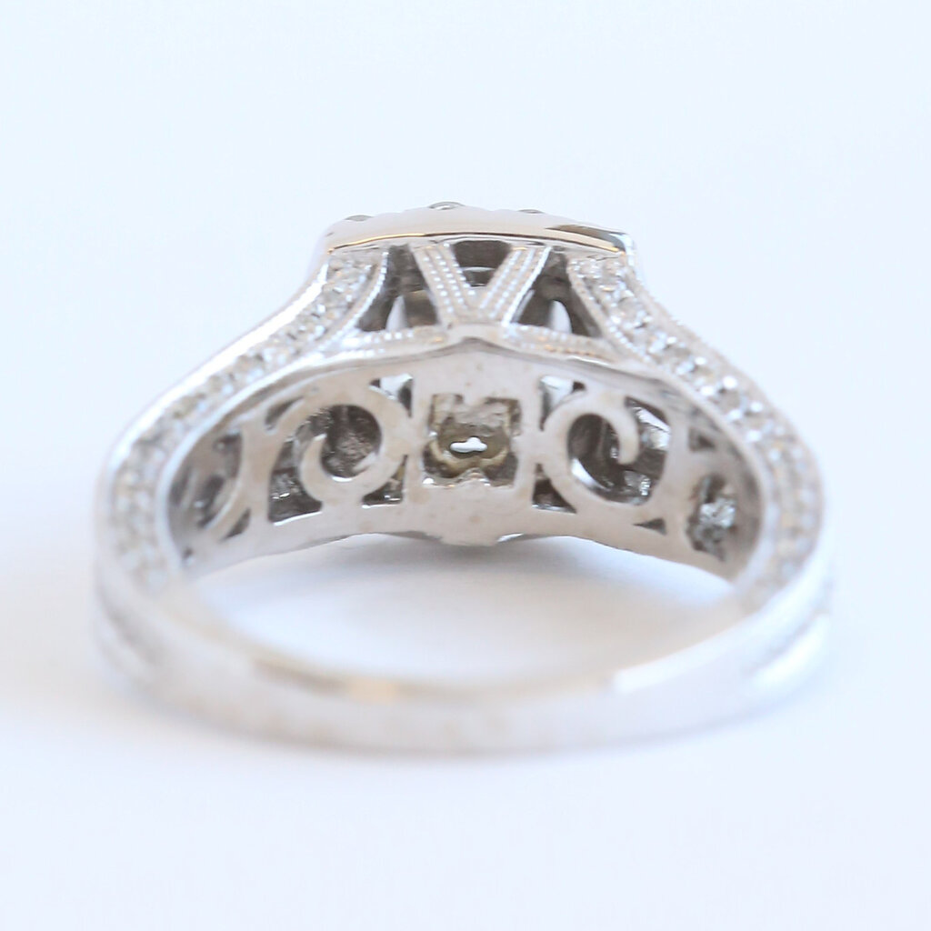 American Jewelry ESTATE 14k White Gold Approx. 2ctw (1.00 I/I2 Ctr) Princess Diamond Split Shank Halo Engagement Ring