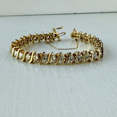 14k Yellow Gold 9ctw S-Link Diamond Tennis Bracelet