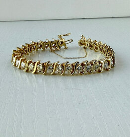 14k Yellow Gold 9ctw S-Link Diamond Tennis Bracelet