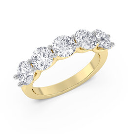 14k Yellow Gold 3.28ctw EF/VS 5-Stone Round Lab Grown Diamond Band (Size 8)