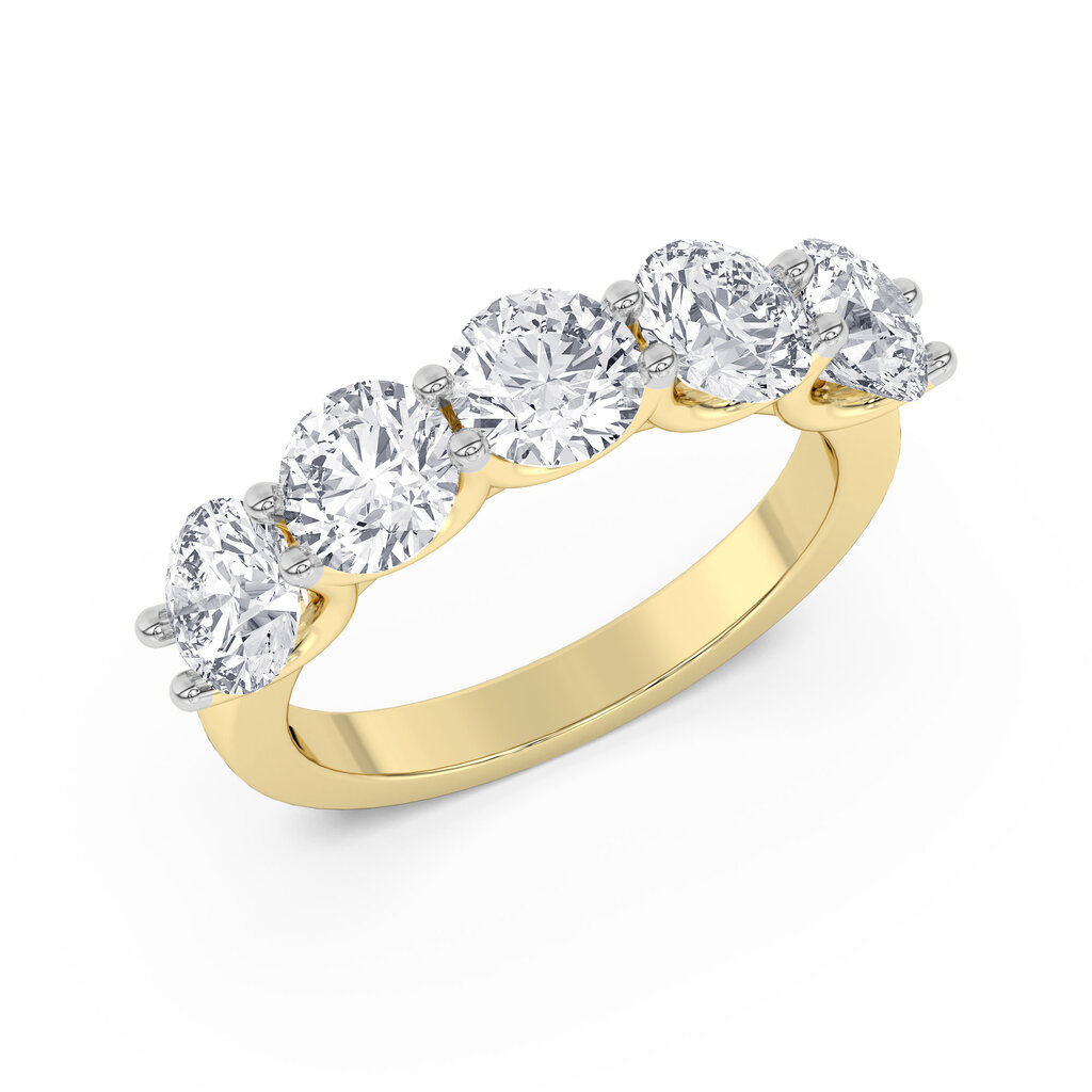 14k Yellow Gold 3.28ctw EF/VS 5-Stone Round Lab Grown Diamond Band (Size 8)