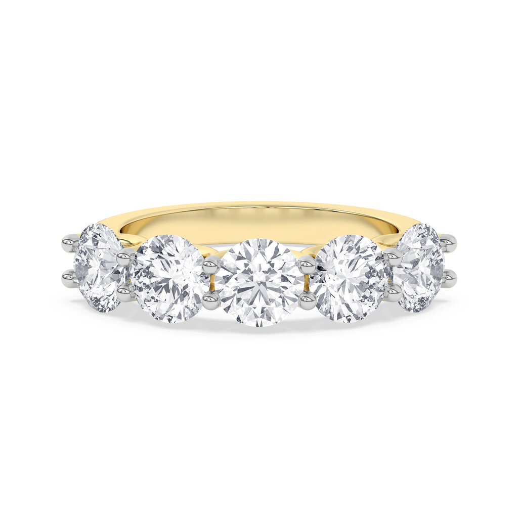 14k Yellow Gold 3.28ctw EF/VS 5-Stone Round Lab Grown Diamond Band (Size 8)