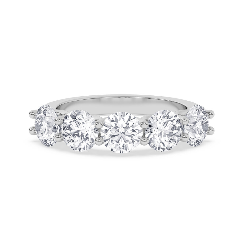 14k White Gold 3.5ctw EF/VS 5-Stone Round Lab Grown Diamond Band