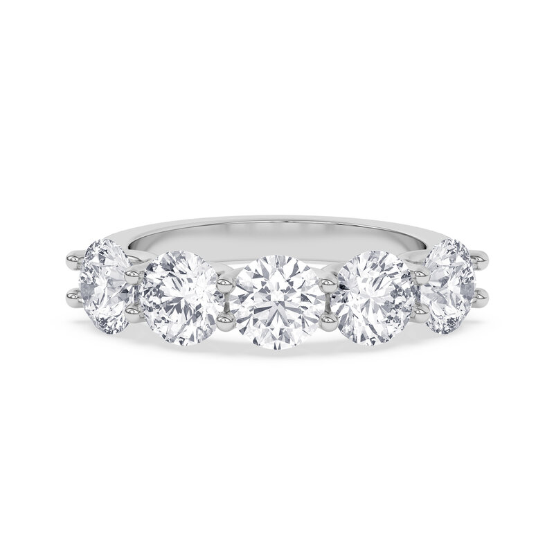 14k White Gold 3.5ctw EF/VS 5-Stone Round Lab Grown Diamond Band