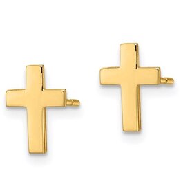 14k Yellow Gold Polished Mini Cross Earrings