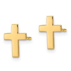 14k Yellow Gold Polished Mini Cross Earrings