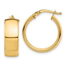 10k Yellow Gold High Polished 7mm Hoop Earrings