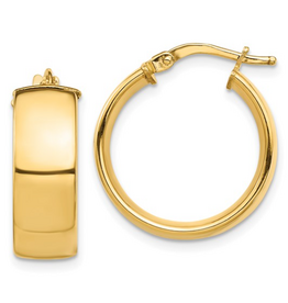10k Yellow Gold High Polished 7mm Hoop Earrings