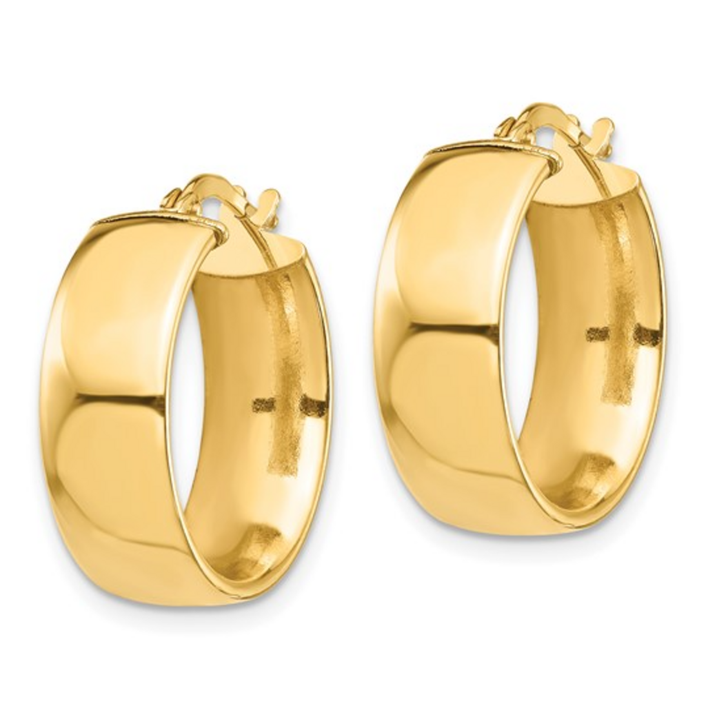 10k Yellow Gold High Polished 7mm Hoop Earrings