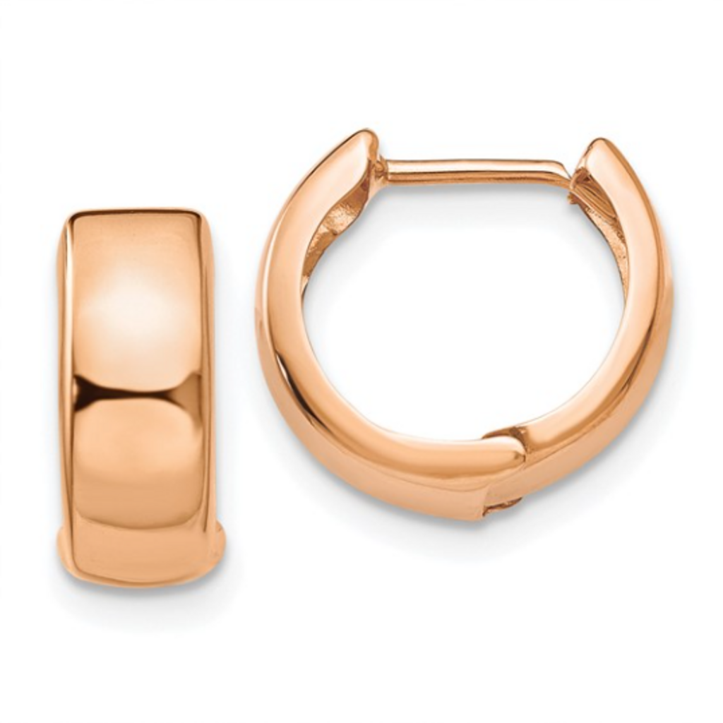14K Rose Gold 4.5mm Hinged Hoop Earrings