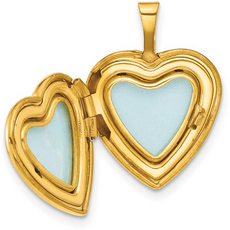 14k Yellow Gold-Filled 16mm Textured Diamond Floral Heart Locket on 1.25mm Rope Chain