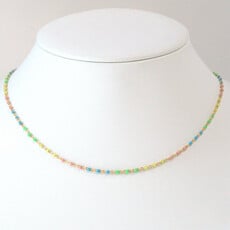 American Jewelry 14k Yellow Gold-Filled 1.7mm Multicolor Enamel Bead Cable Chain Necklace (18")