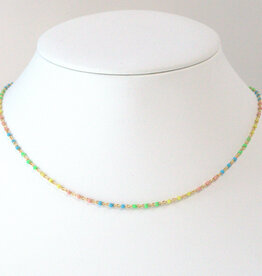 American Jewelry 14k Yellow Gold-Filled 1.7mm Multicolor Enamel Bead Cable Chain Necklace (18")