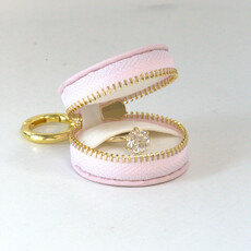 American Jewelry Brushed Leatherette Ring Keeper Keychain - Champagne