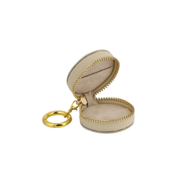 American Jewelry Brushed Leatherette Ring Keeper Keychain - Champagne