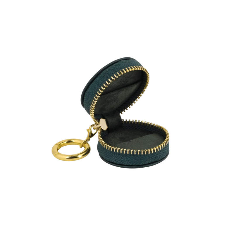 American Jewelry Brushed Leatherette Ring Keeper Keychain - Black