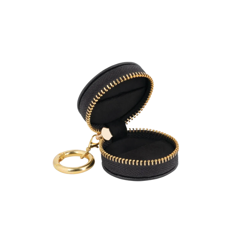 American Jewelry Brushed Leatherette Ring Keeper Keychain - Black