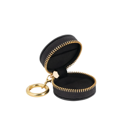 American Jewelry Brushed Leatherette Ring Keeper Keychain - Black