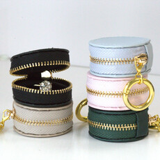 American Jewelry Brushed Leatherette Ring Keeper Keychain - Black