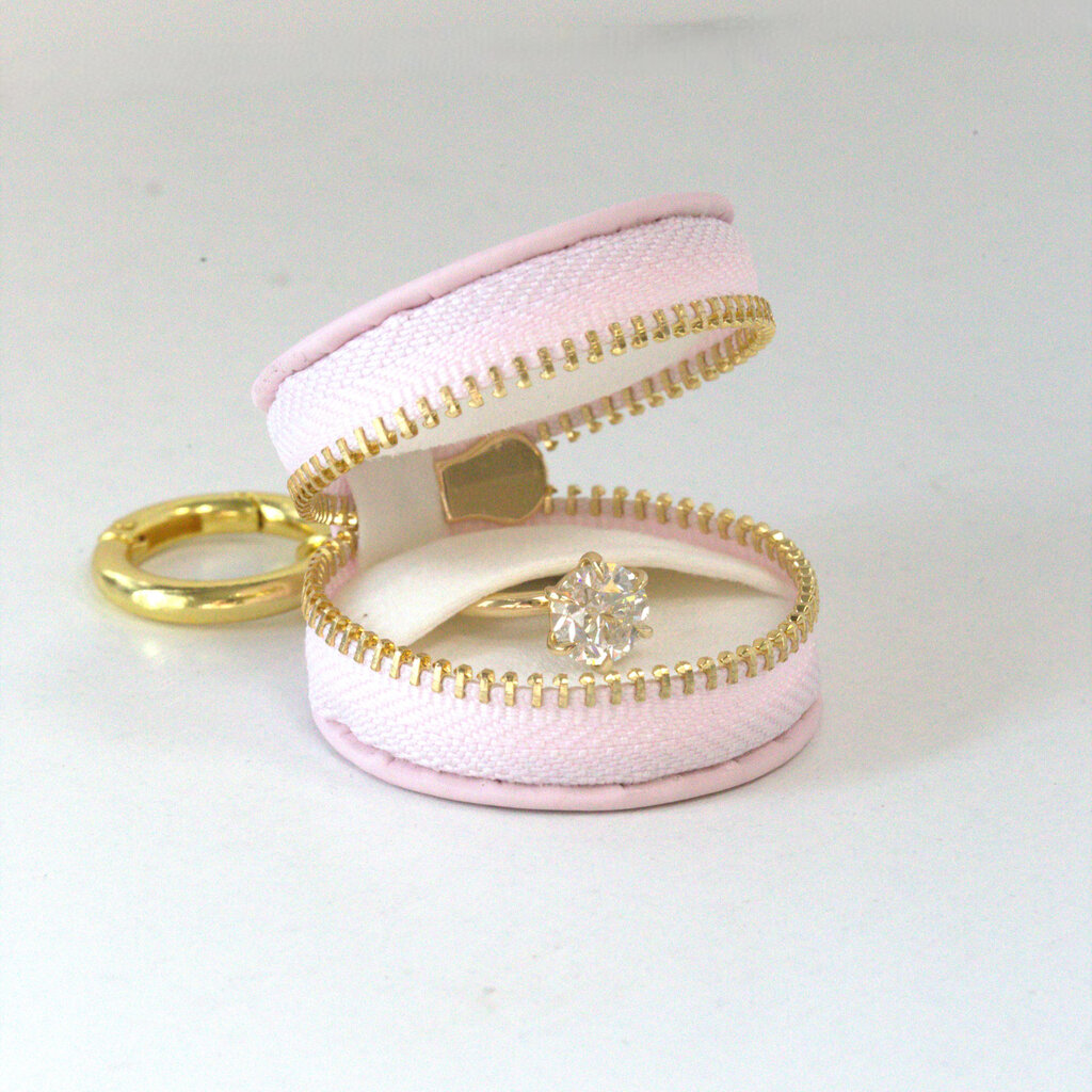 American Jewelry Brushed Leatherette Ring Keeper Keychain - Pink