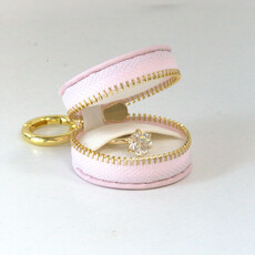 American Jewelry Brushed Leatherette Ring Keeper Keychain - Pink