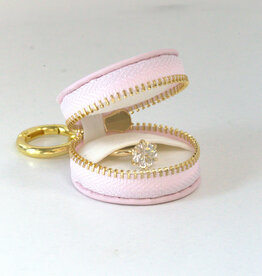 American Jewelry Brushed Leatherette Ring Keeper Keychain - Pink