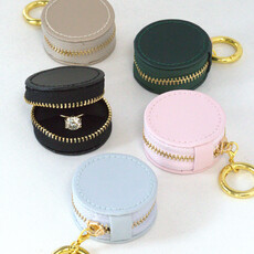 American Jewelry Brushed Leatherette Ring Keeper Keychain - Pink