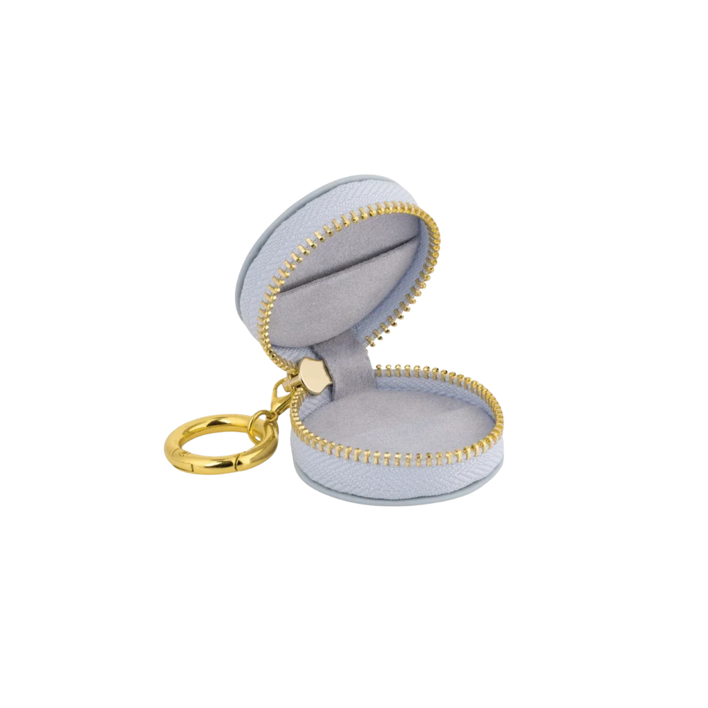 American Jewelry Brushed Leatherette Ring Keeper Keychain - Blue