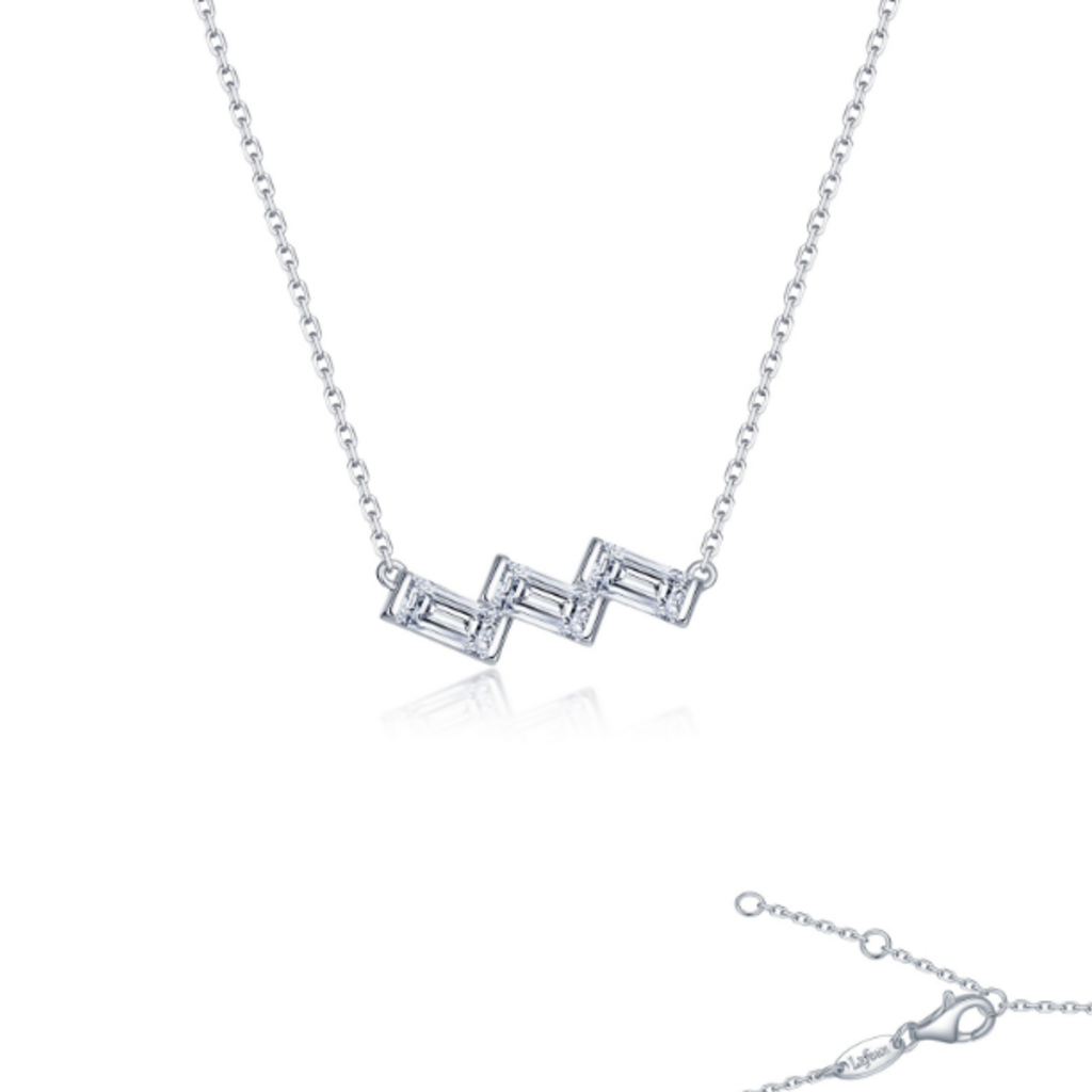 Lafonn Lafonn Sterling Silver .95ctw Simulated Baguette Diamond Domino Pendant (18")