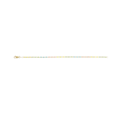 American Jewelry 14k Yellow Gold-Filled 1.7mm Multicolor Enamel Bead Cable Chain Bracelet (7")