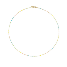 American Jewelry 14k Yellow Gold-Filled 1.7mm Multicolor Enamel Bead Cable Chain Necklace (18")