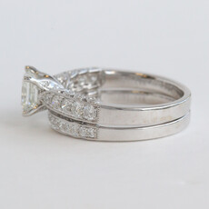 American Jewelry 14k White Gold 1.85ctw (1.02 I/SI1 GIA Ctr) Princess Diamond Milgrain Wedding Set (.53 mtg / .30 band)