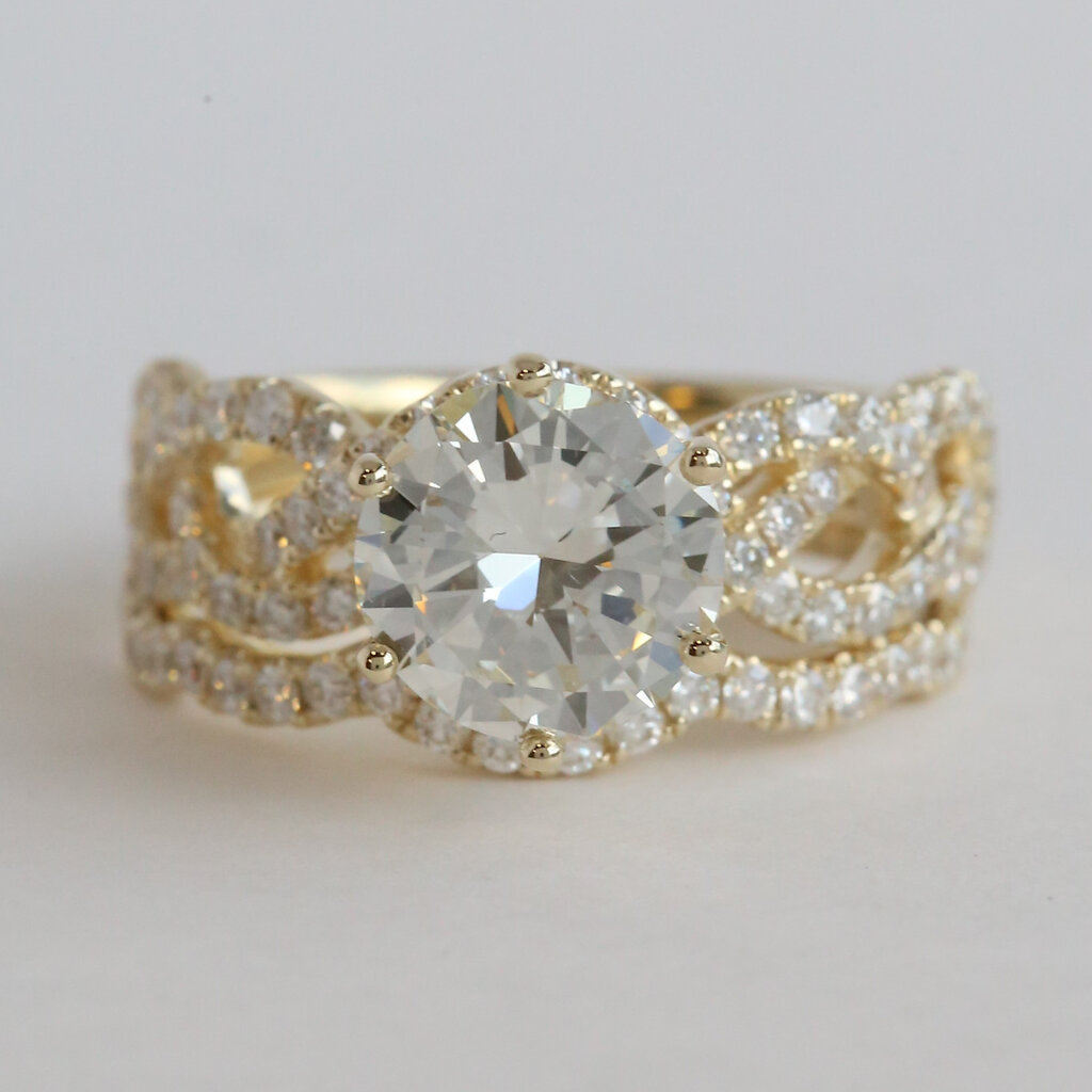 American Jewelry 14k Yellow Gold 2.98ctw (2.06 K/VS1) Round Diamond Infinity Wedding Set