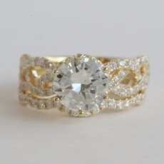 American Jewelry 14k Yellow Gold 2.98ctw (2.06 K/VS1) Round Diamond Infinity Wedding Set
