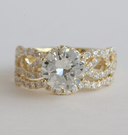 American Jewelry 14k Yellow Gold 2.98ctw (2.06 K/VS1) Round Diamond Infinity Wedding Set