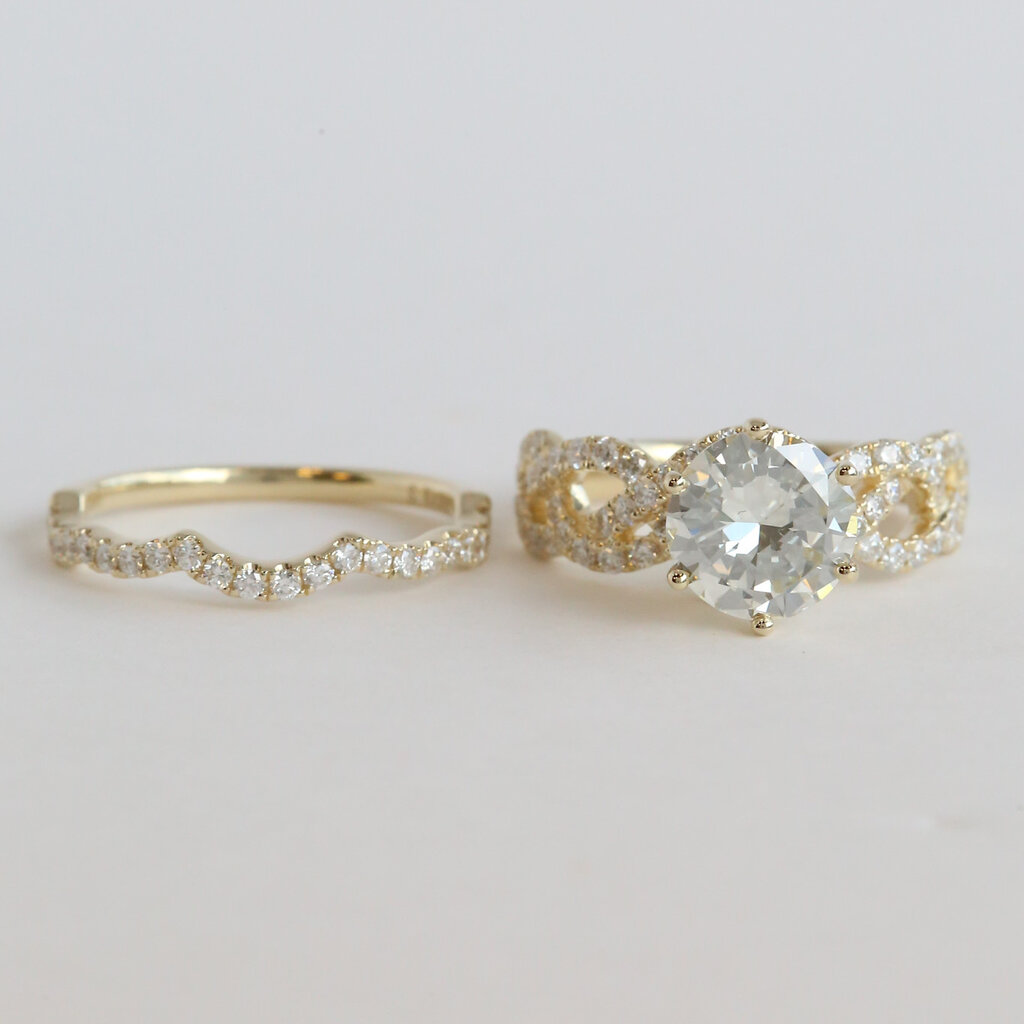 American Jewelry 14k Yellow Gold 2.98ctw (2.06 K/VS1) Round Diamond Infinity Wedding Set